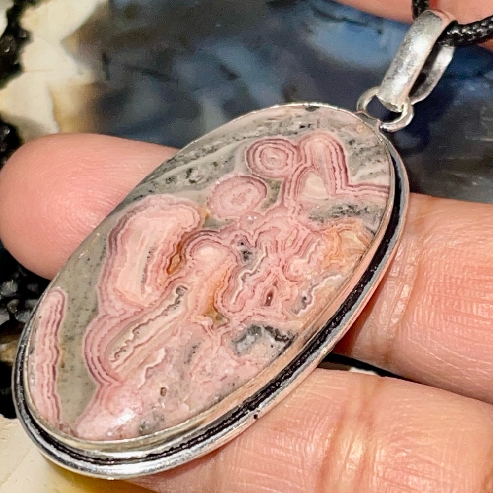 Pink Rhodochrosite Pendant 2 1/2”
